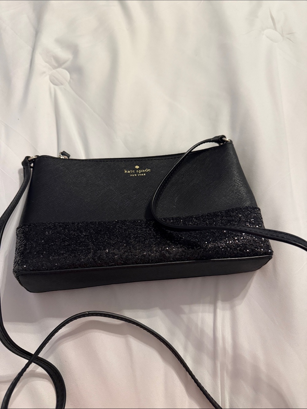 kate spade black sequin-accent crossbody bag